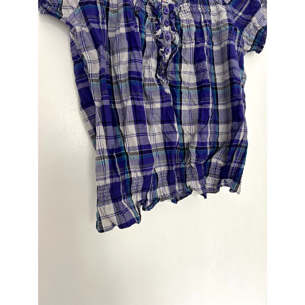 Y2k Plaid Button Blouse - Picture 3 of 5